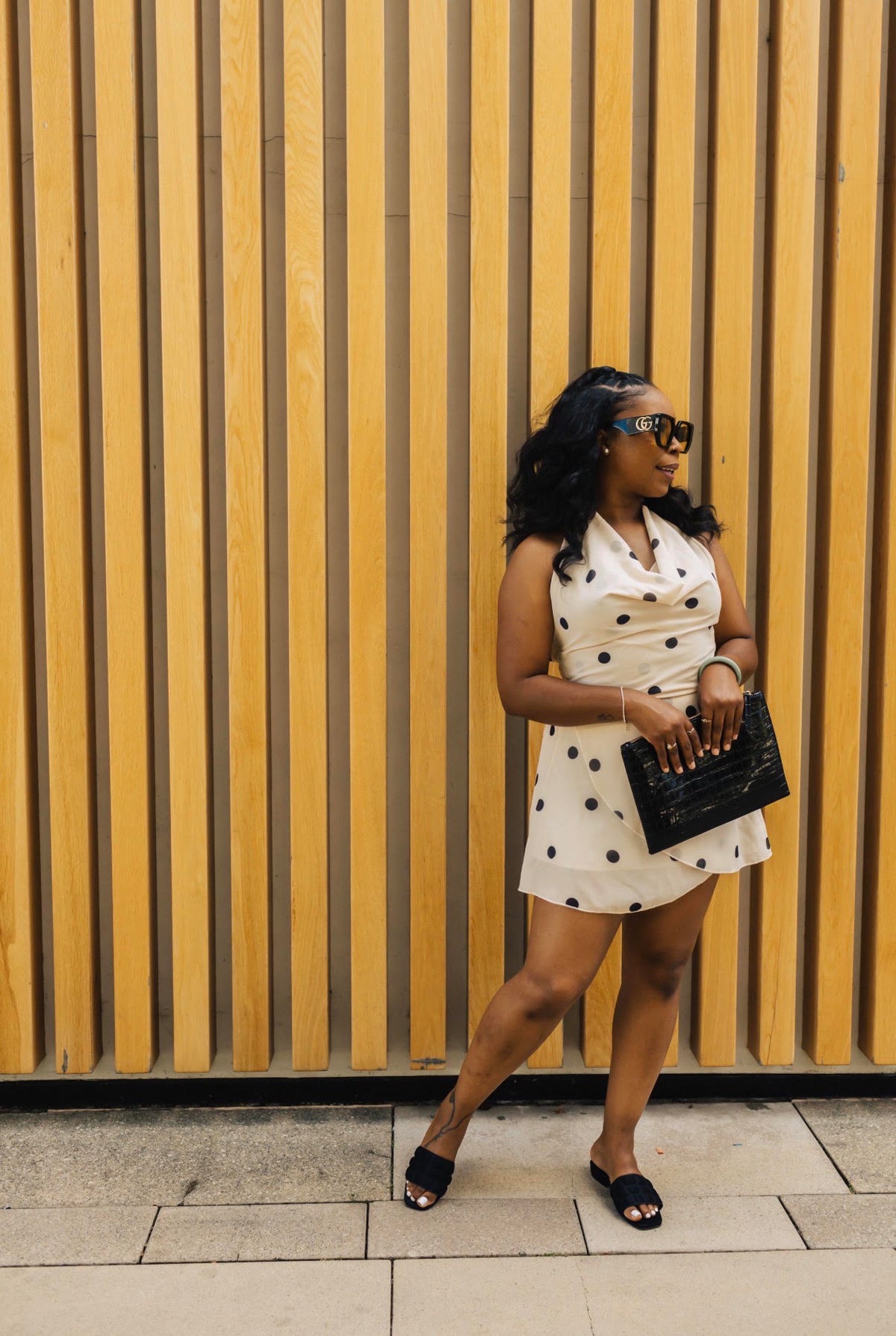 Vintage V-Neck Polka Dot Dress